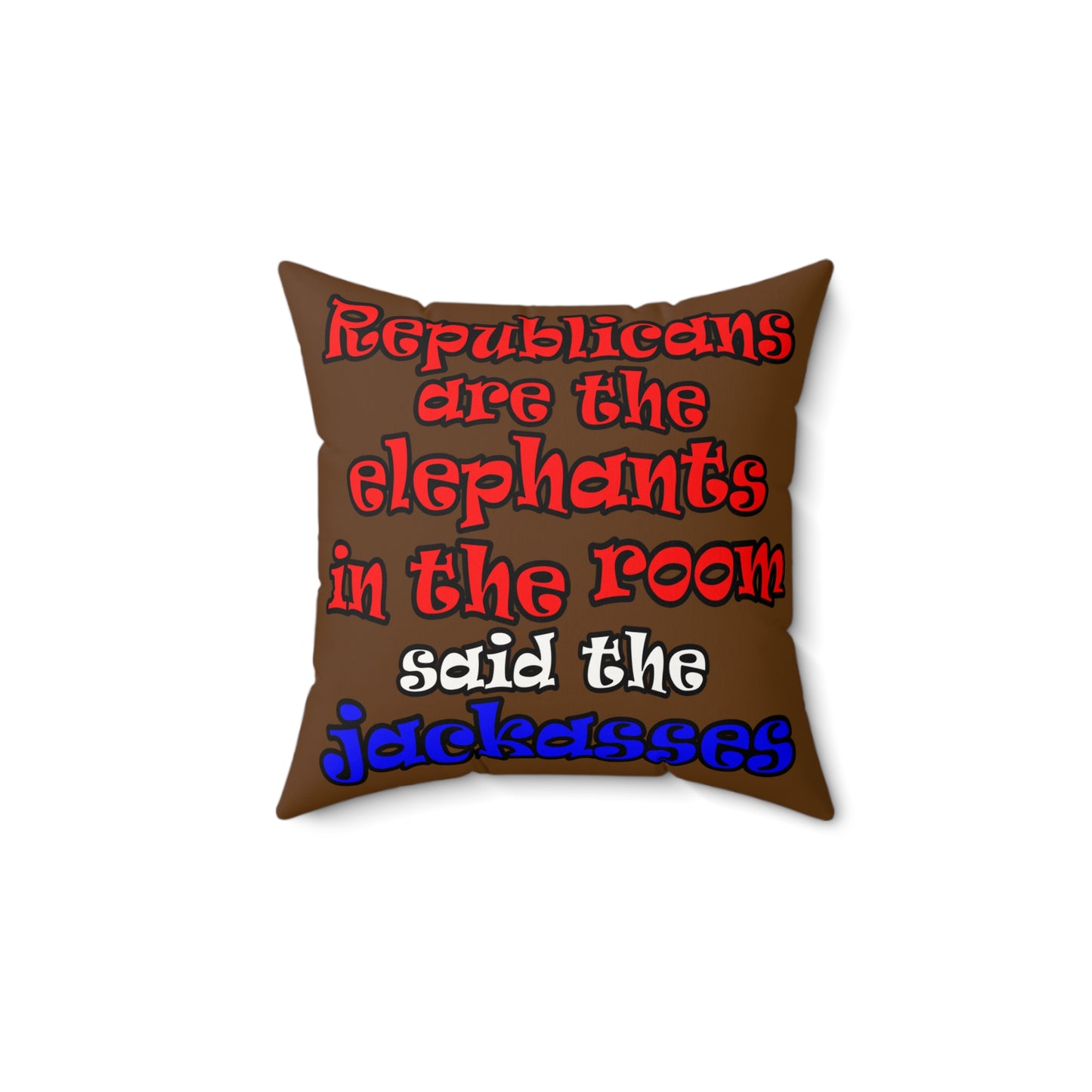 donkeys and elephants - Faux Suede Square Pillow - (brown)
