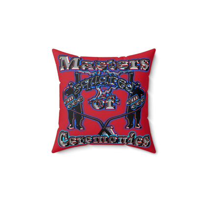 em cee squared - Spun Polyester Square Pillow - (dark red)