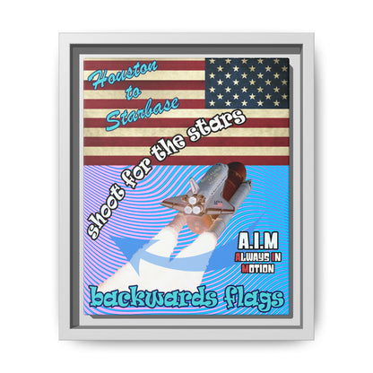 shoot for the stars - framed canvas art (light blue-purple wave)