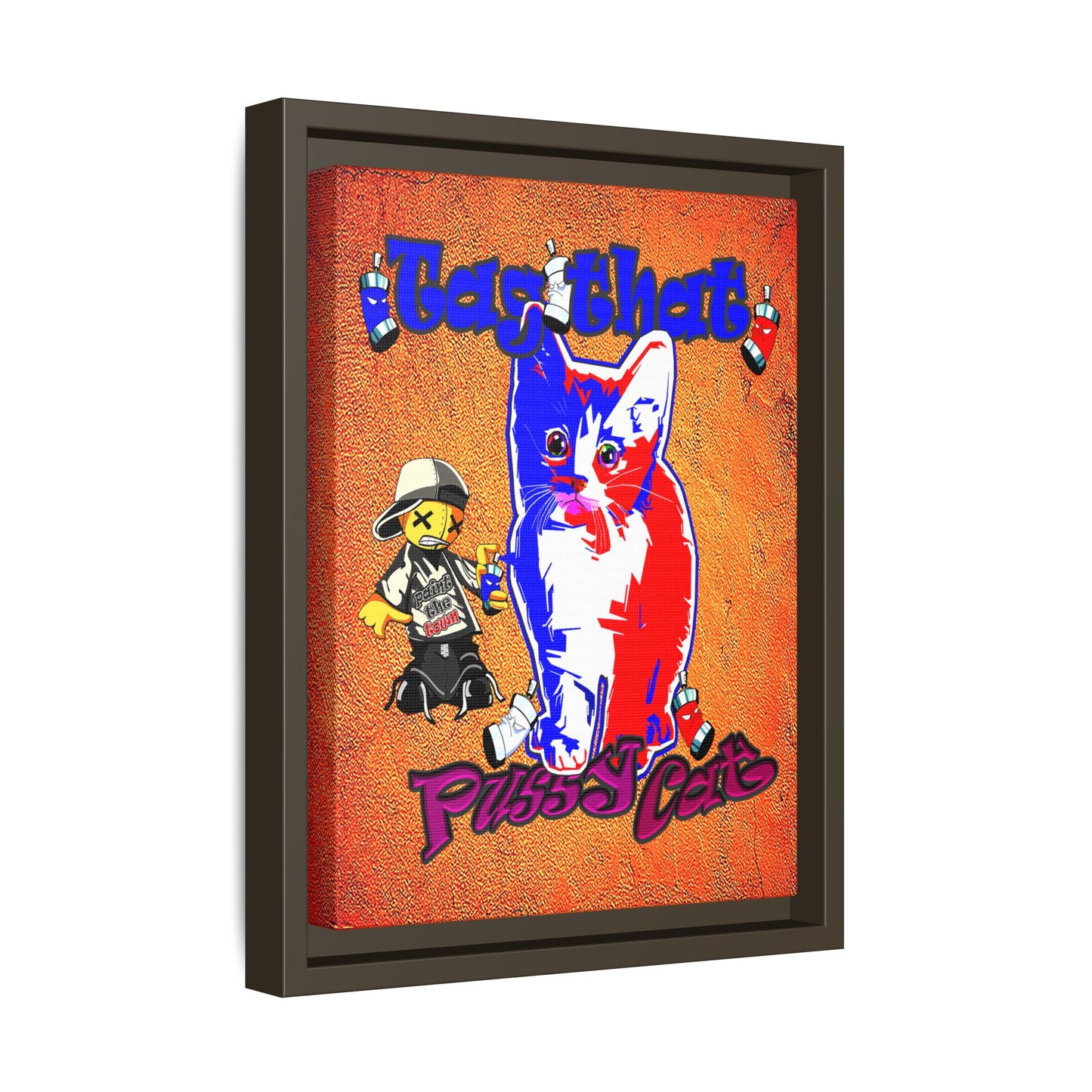 tag that - framed canvas art (burnt orange)