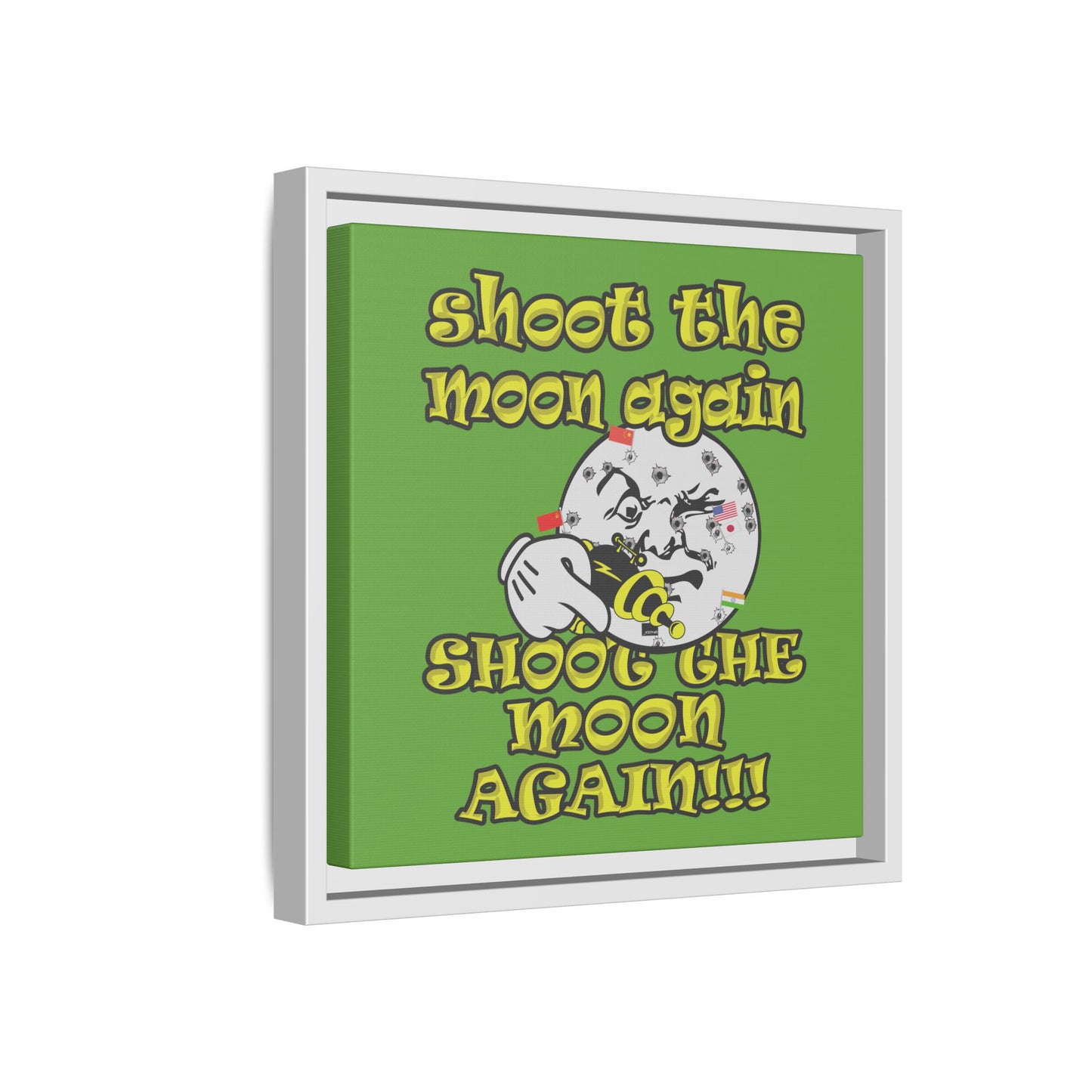 shoot the moon again - framed canvas art (green)