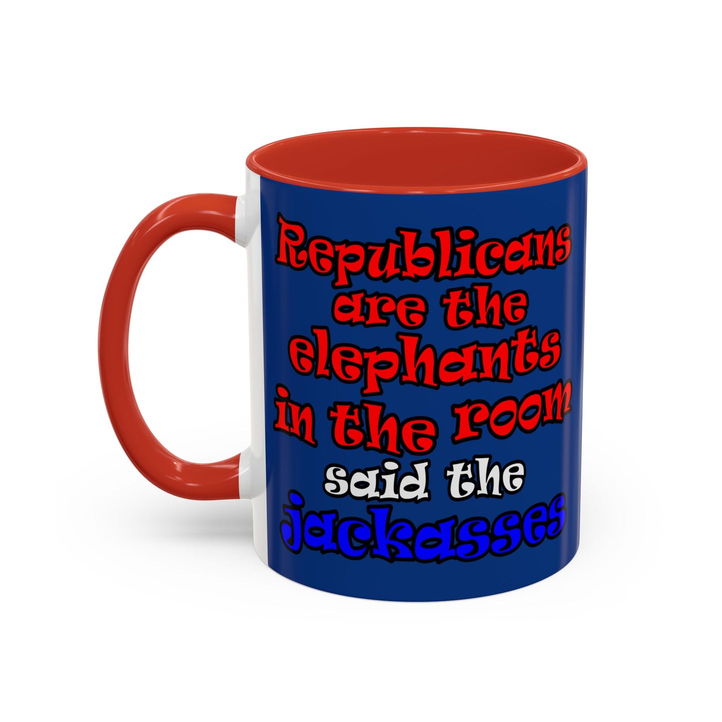 donkeys and elephants - Accent Mug (dark blue)