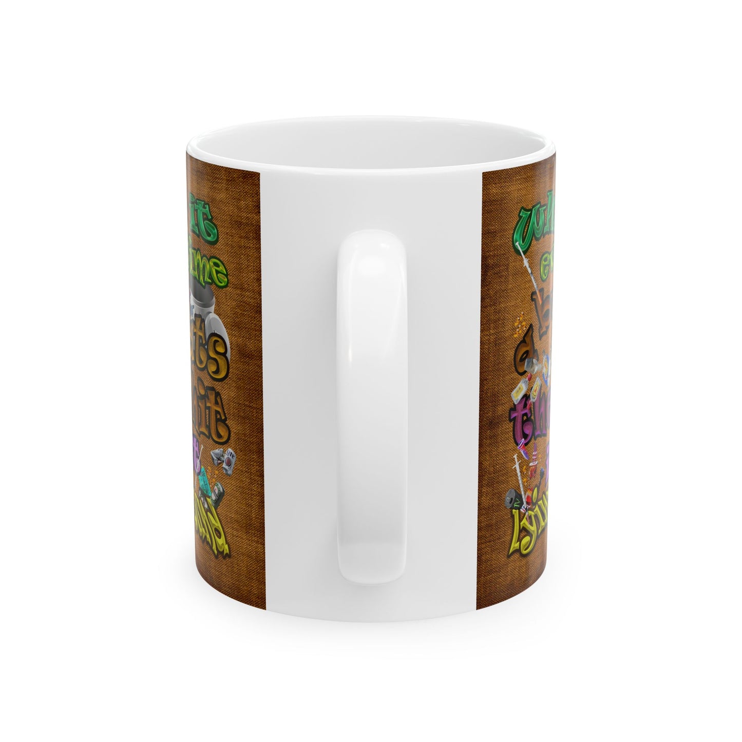 the bum's shit - White Mug (brown papyrus)