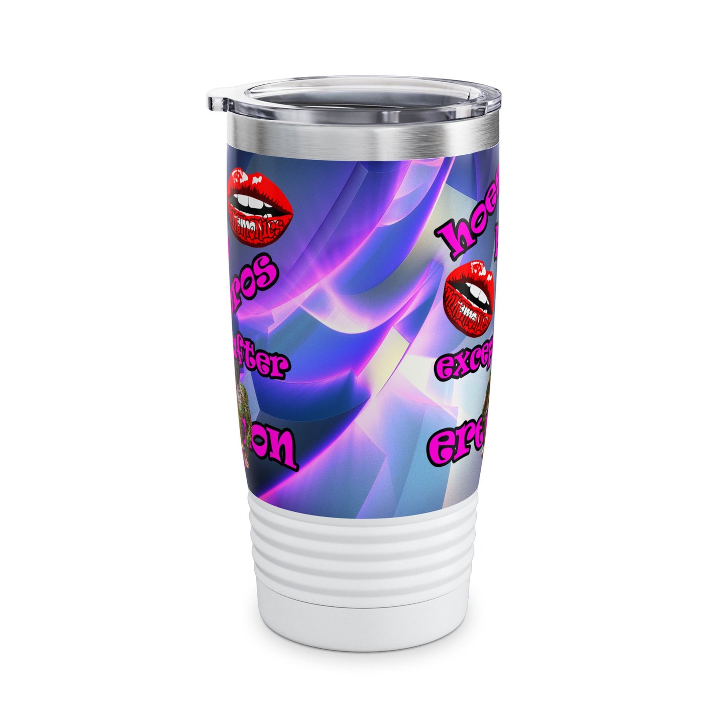 hoes b4 bros - Ringneck Tumbler, 20oz (grey-pink wave)