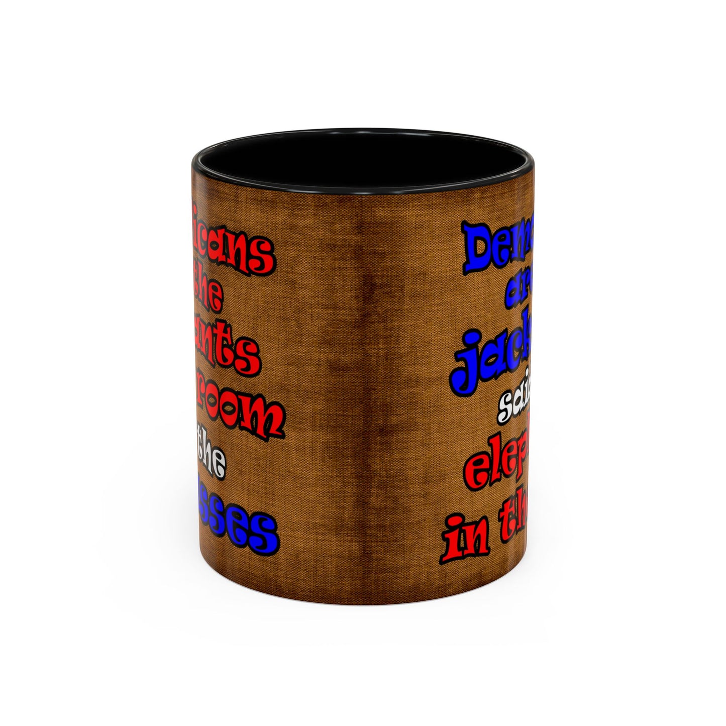 donkeys and elephants - Accent Mug (brown papyrus)