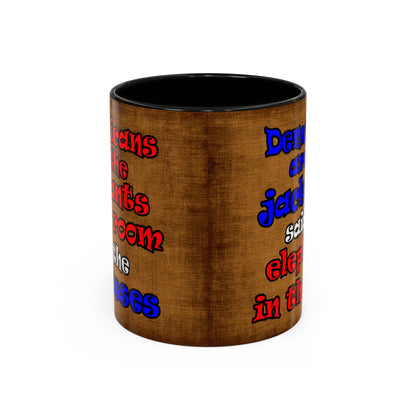 donkeys and elephants - Accent Mug (brown papyrus)