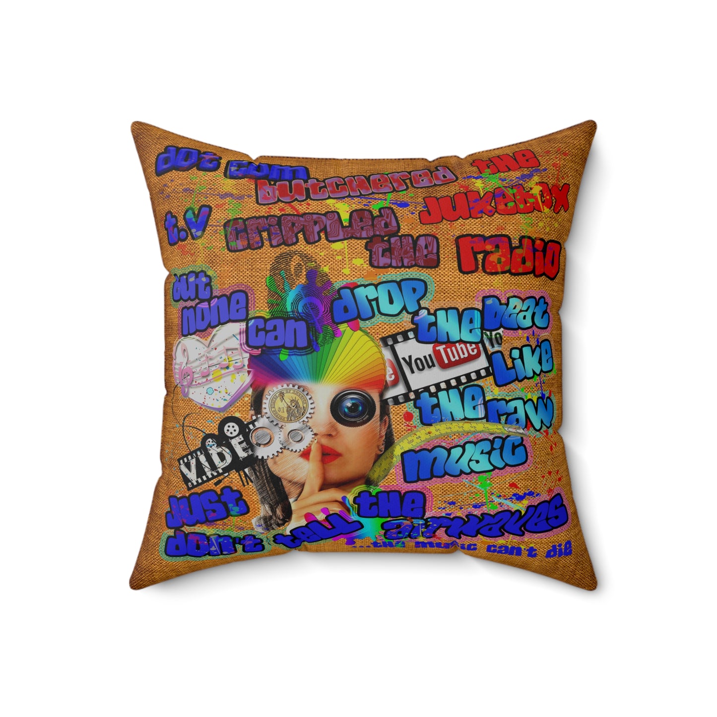 drop the beat - Spun Polyester Square Pillow - (dichromatic brown papyrus)