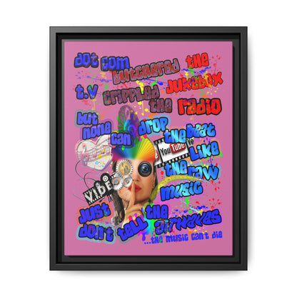 drop the beat - framed canvas art (light pink)