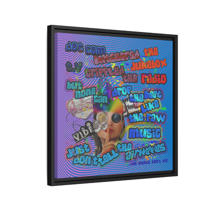 drop the beat - framed canvas art (light blue-purple wave)