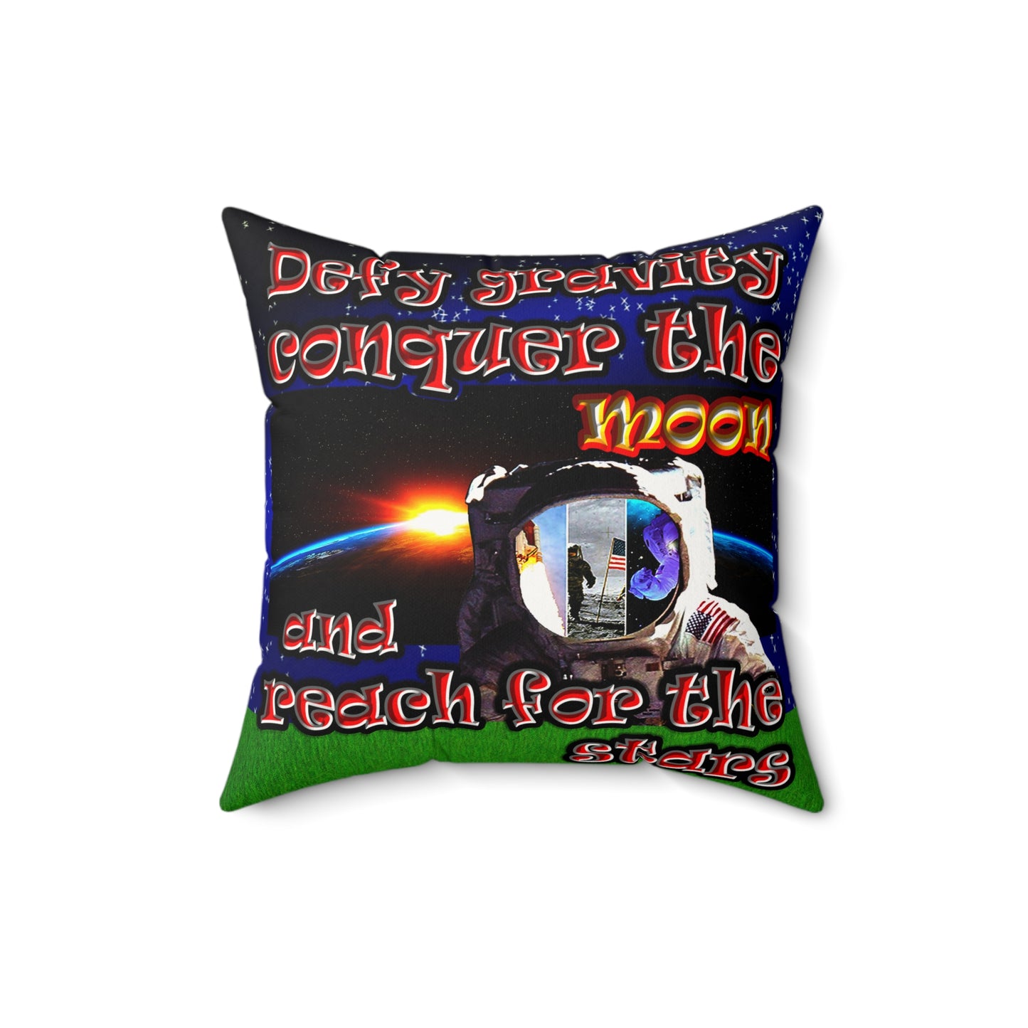 defy conquer reach - Faux Suede Square Pillow - ('snoops' background)