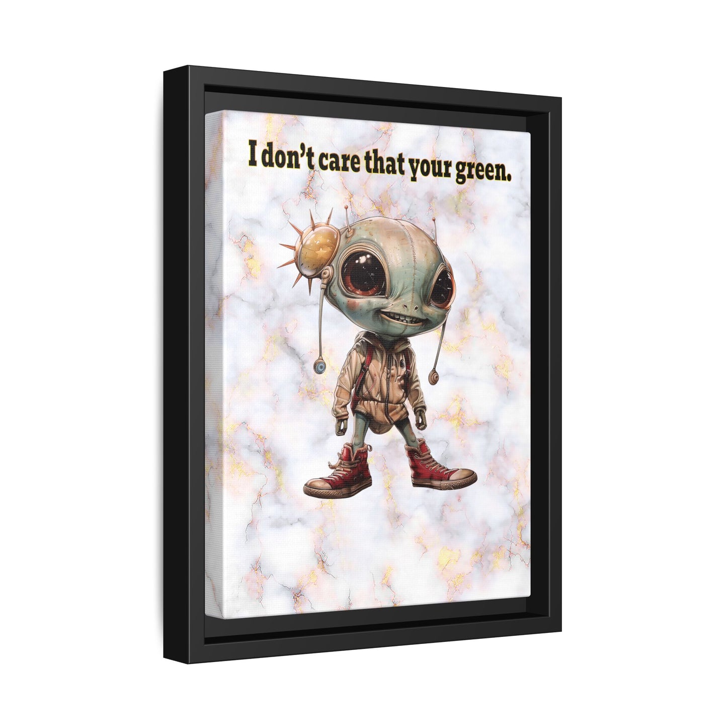 I don't care that your green - framed canvas art (white marble)