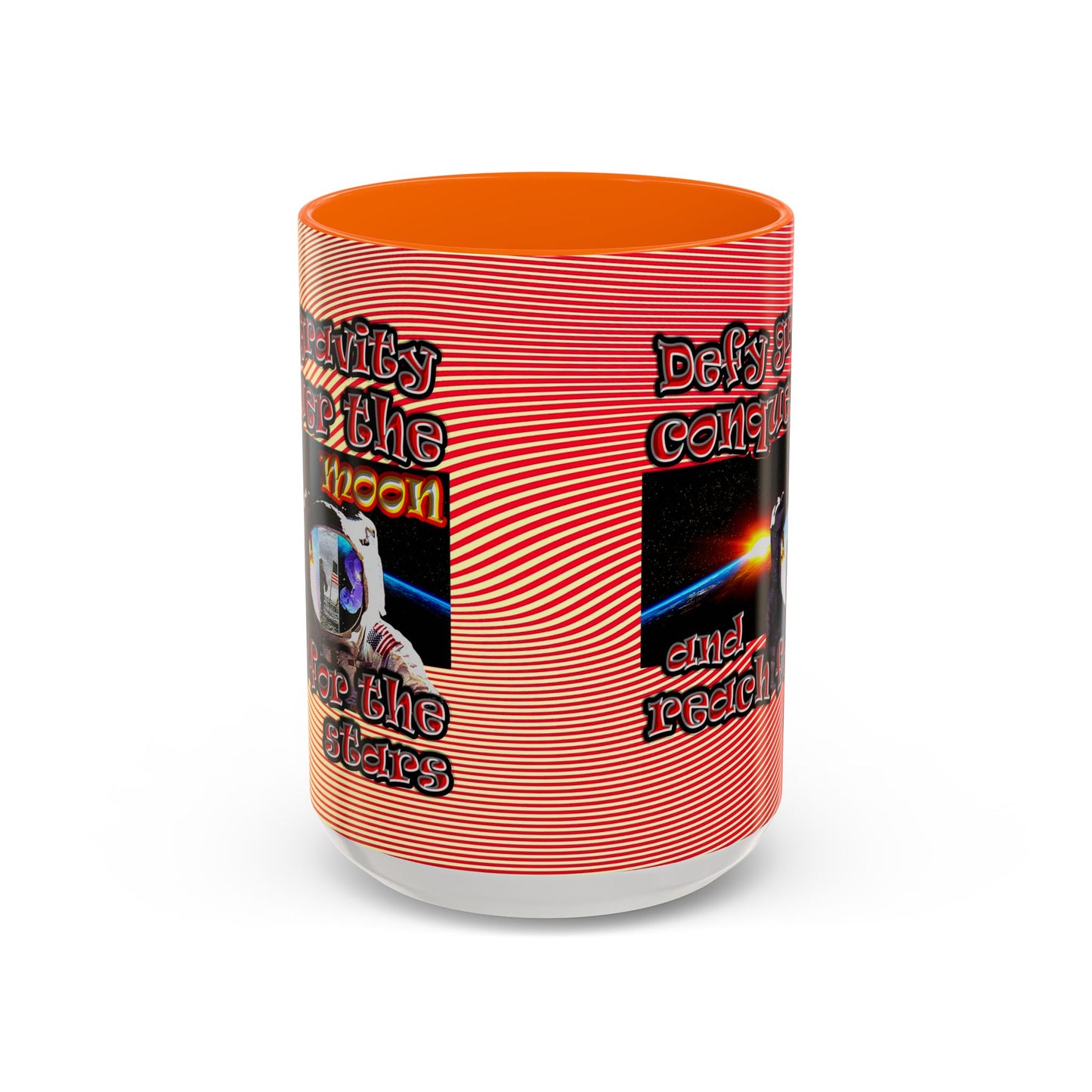 defy conquer reach - Accent Mug (yellow-orange wave)