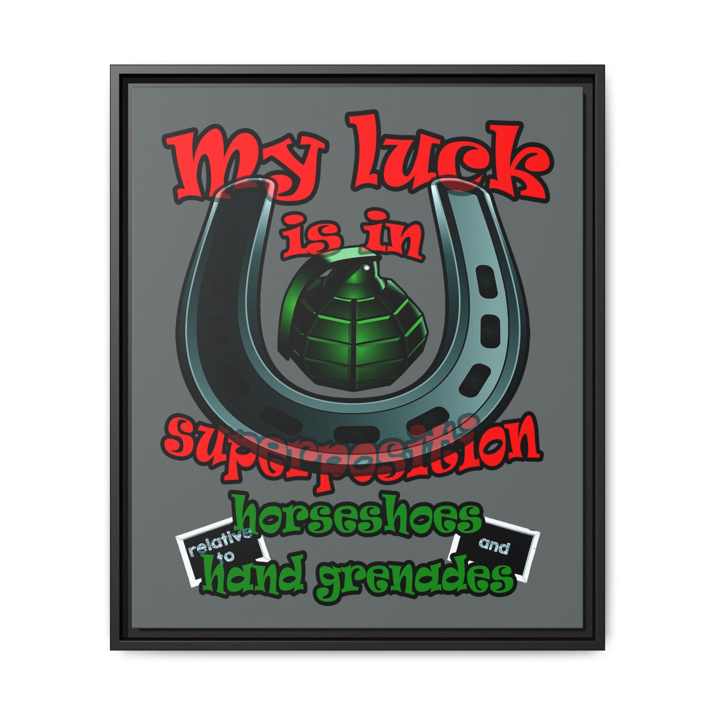 my luck - framed canvas art (dark grey)