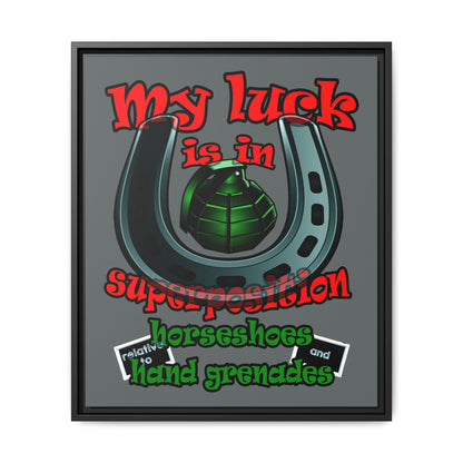 my luck - framed canvas art (dark grey)