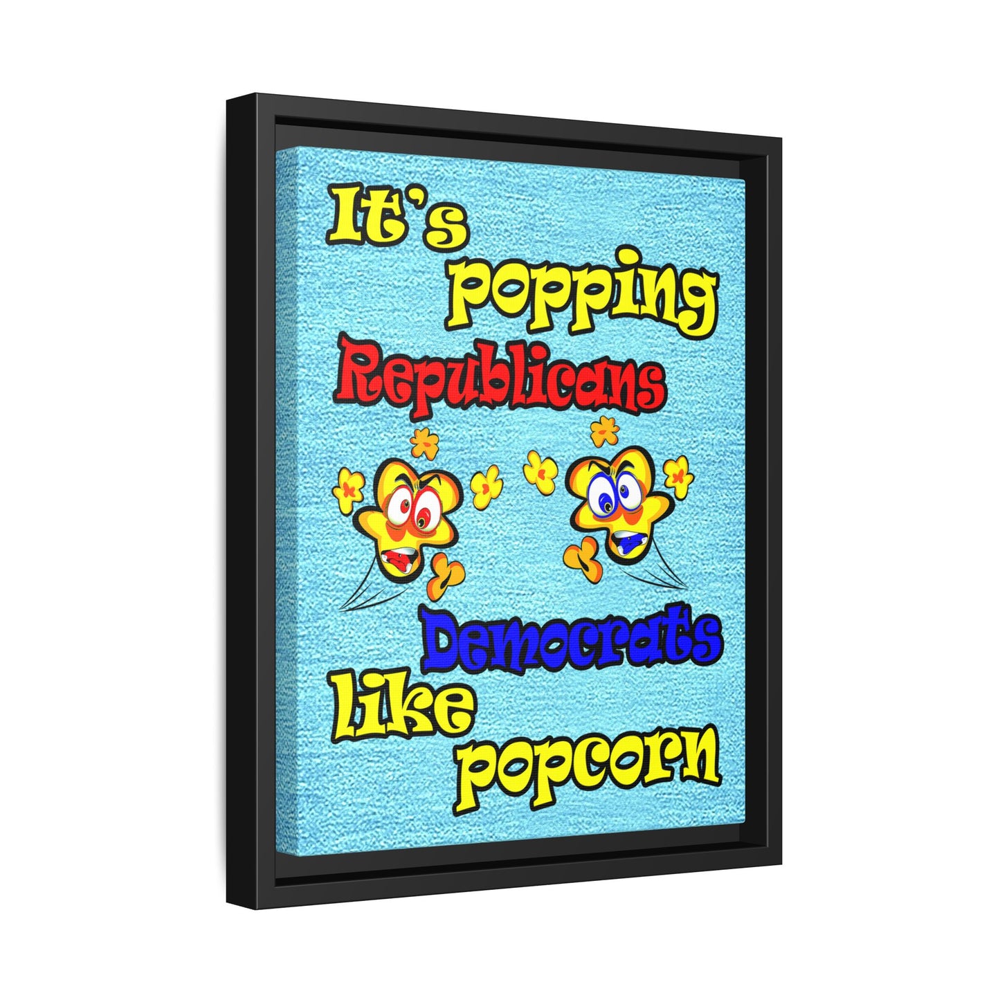 popping like popcorn - framed canvas art (faded dark blue)