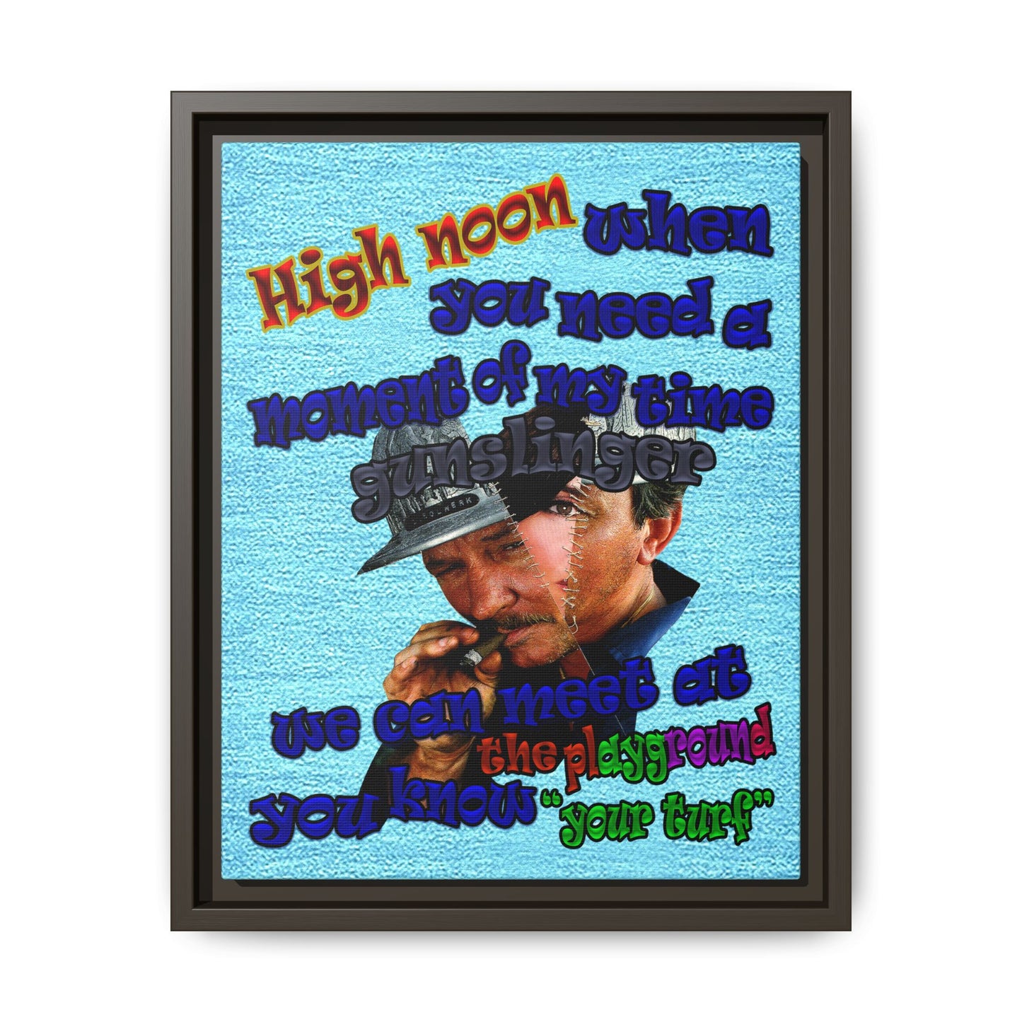 high noon - framed canvas art (faded blue)