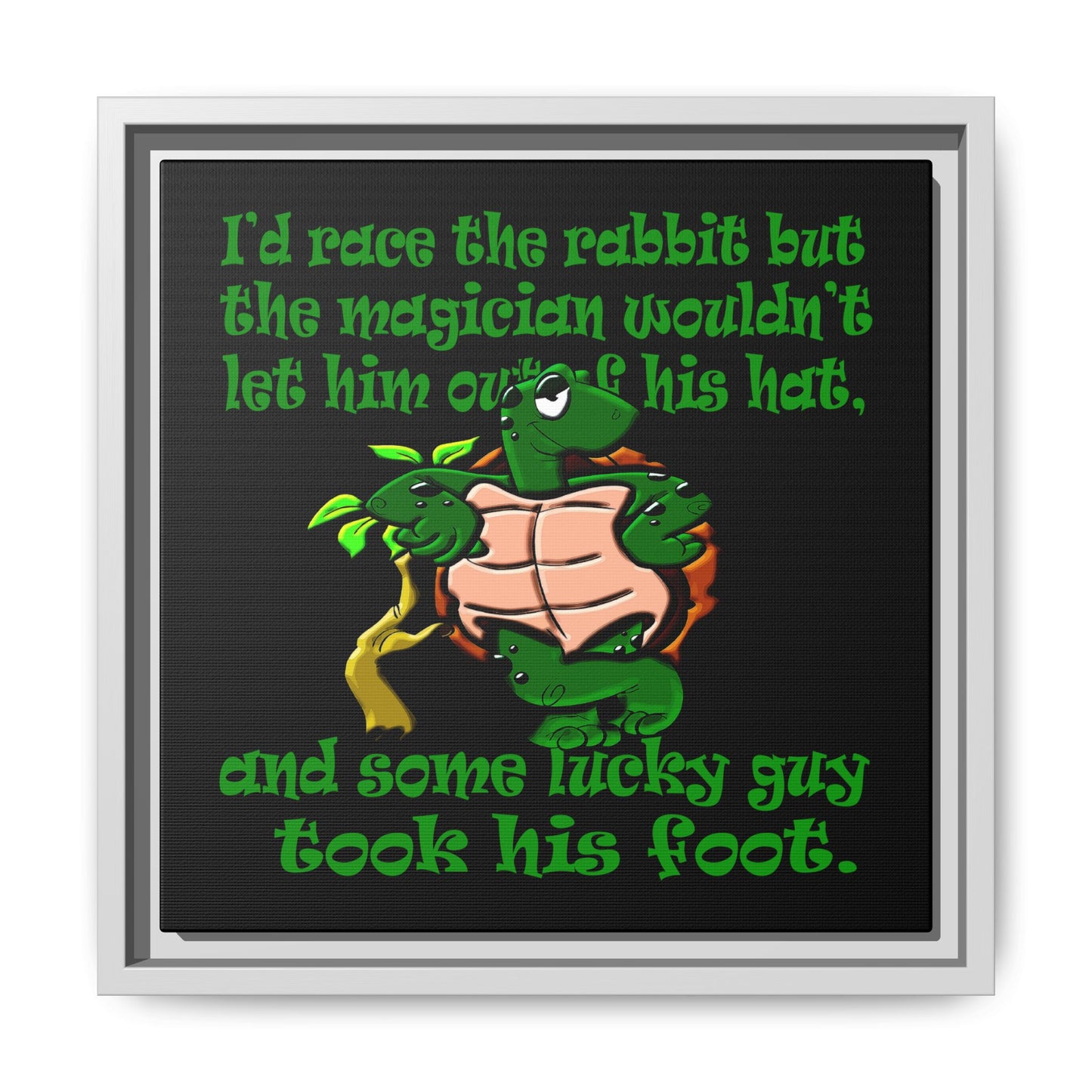 turtle race - framed canvas art (black)