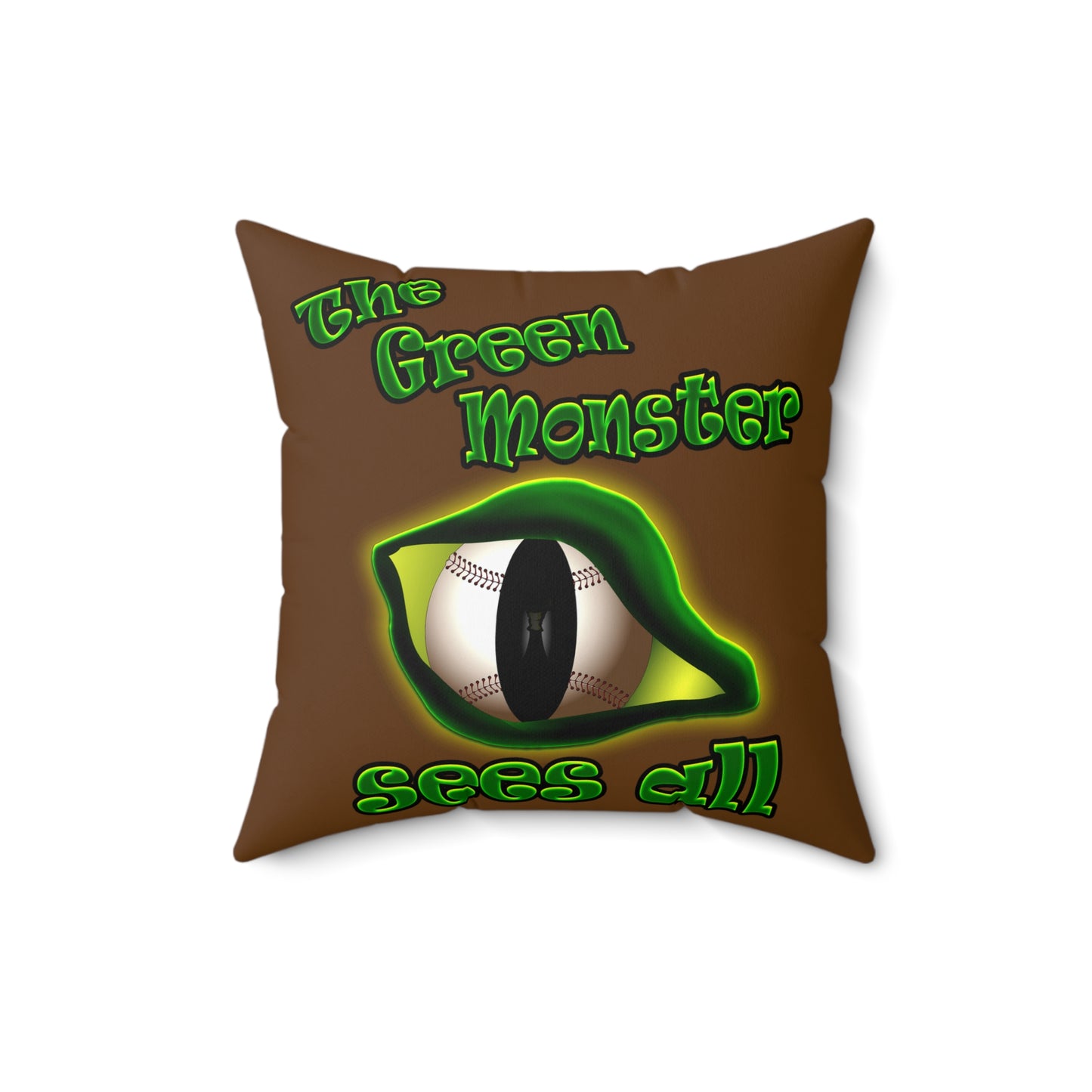 green monster - Spun Polyester Square Pillow - (brown)
