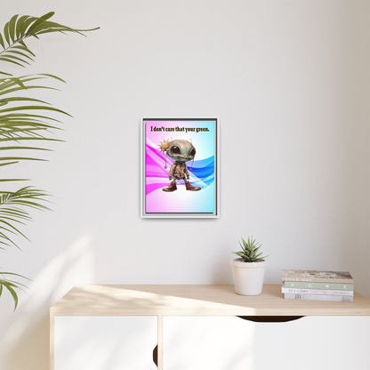 I don't care that your green - framed canvas art (light blue-pink wave)