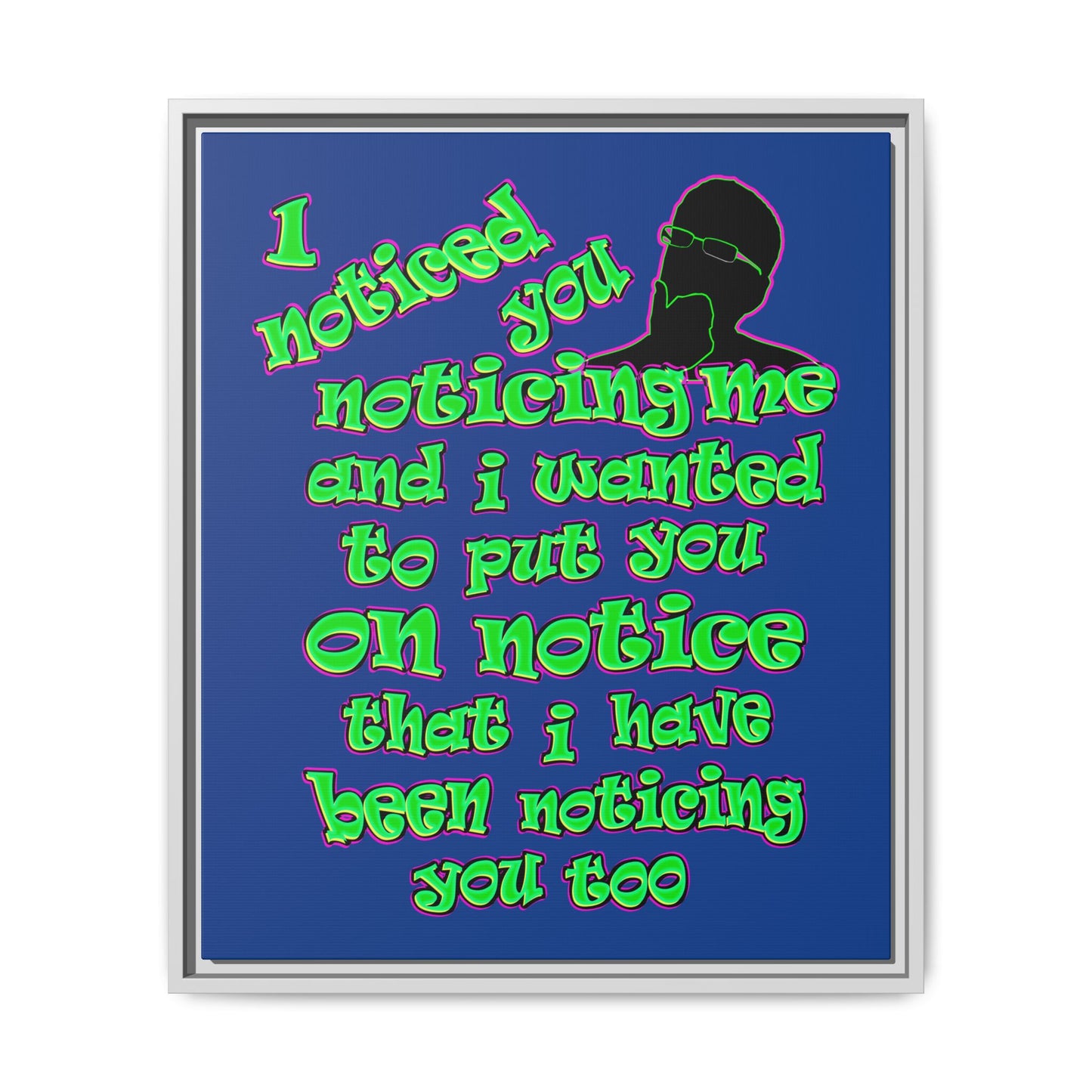 noticed you noticing - framed canvas art (dark blue)
