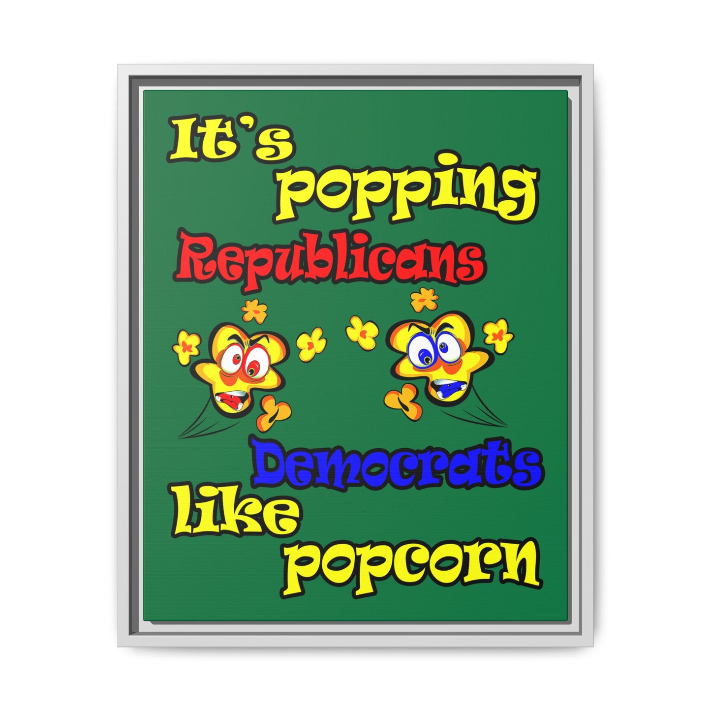 popping like popcorn - framed canvas art (dark green)