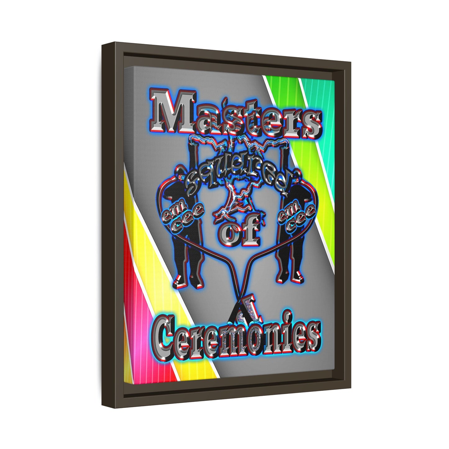 em cee squared - framed canvas art (rainbow split)