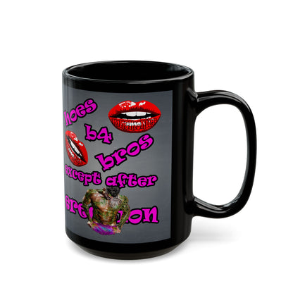 hoes b4 bros - Black Mug (grey-light grey)
