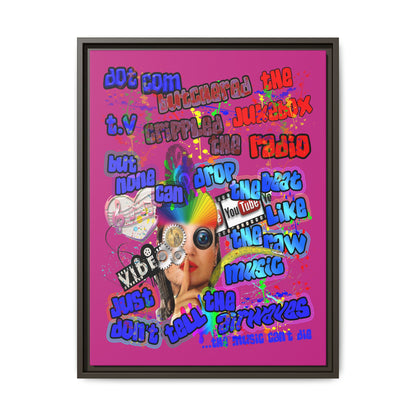 drop the beat - framed canvas art (pink)