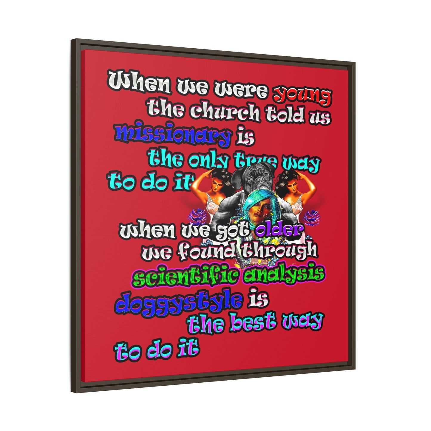 doggystyle - framed canvas art (dark red)