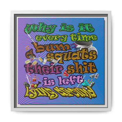the bum's shit - framed canvas art (light blue-purple wave)