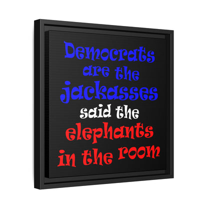 donkeys and elephants - framed canvas art (black)