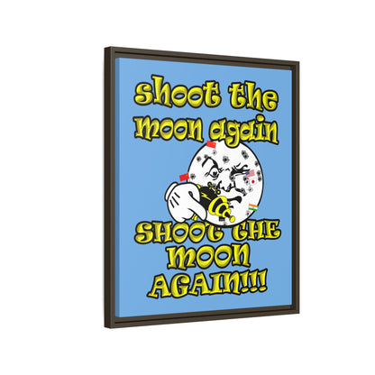 shoot the moon again - framed canvas art (light blue)