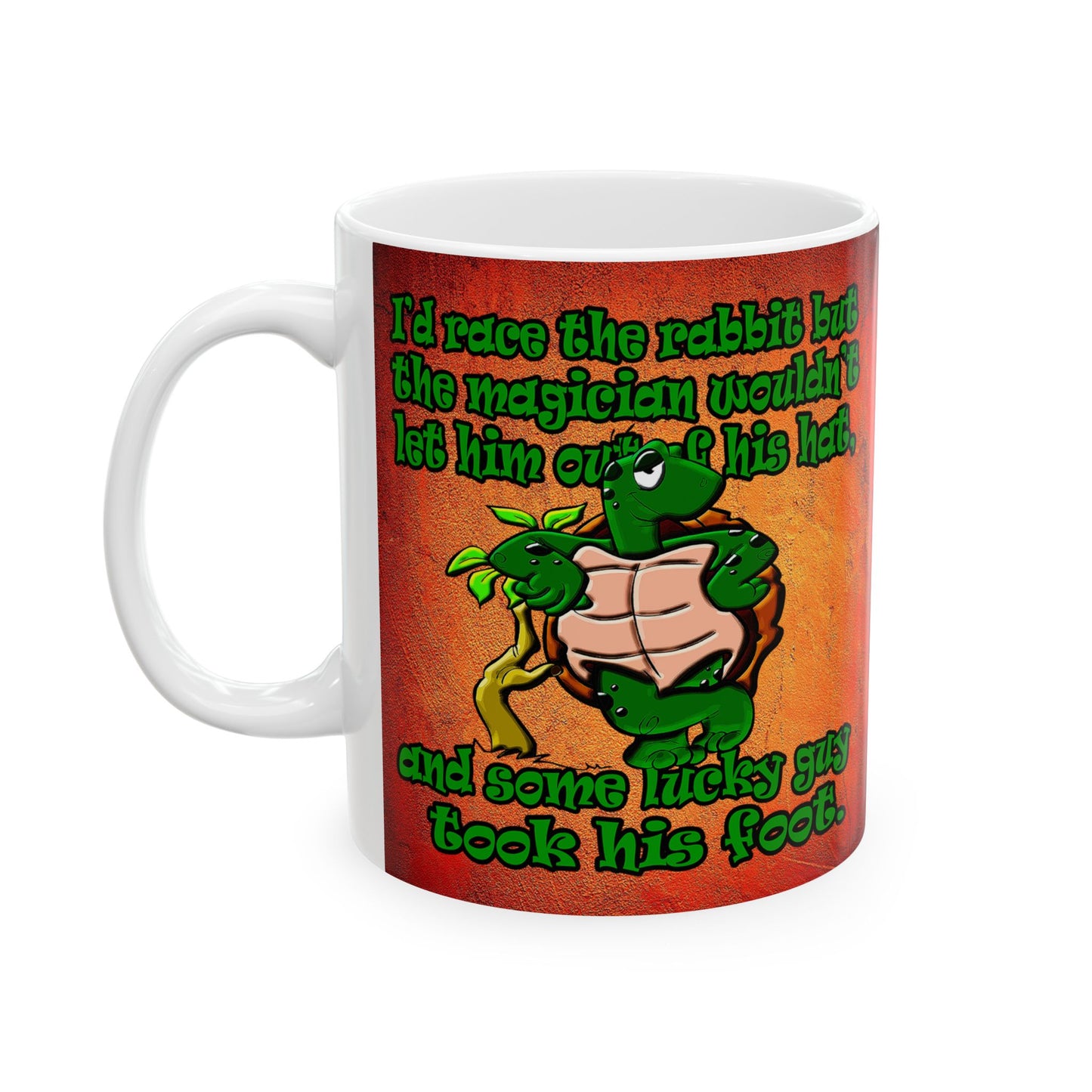 turtle race - White Mug (burnt orange)