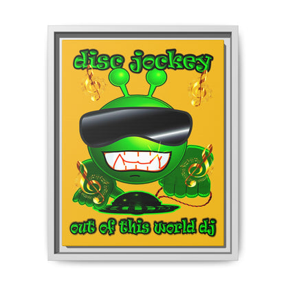 disc jockey - framed canvas art (yellow)