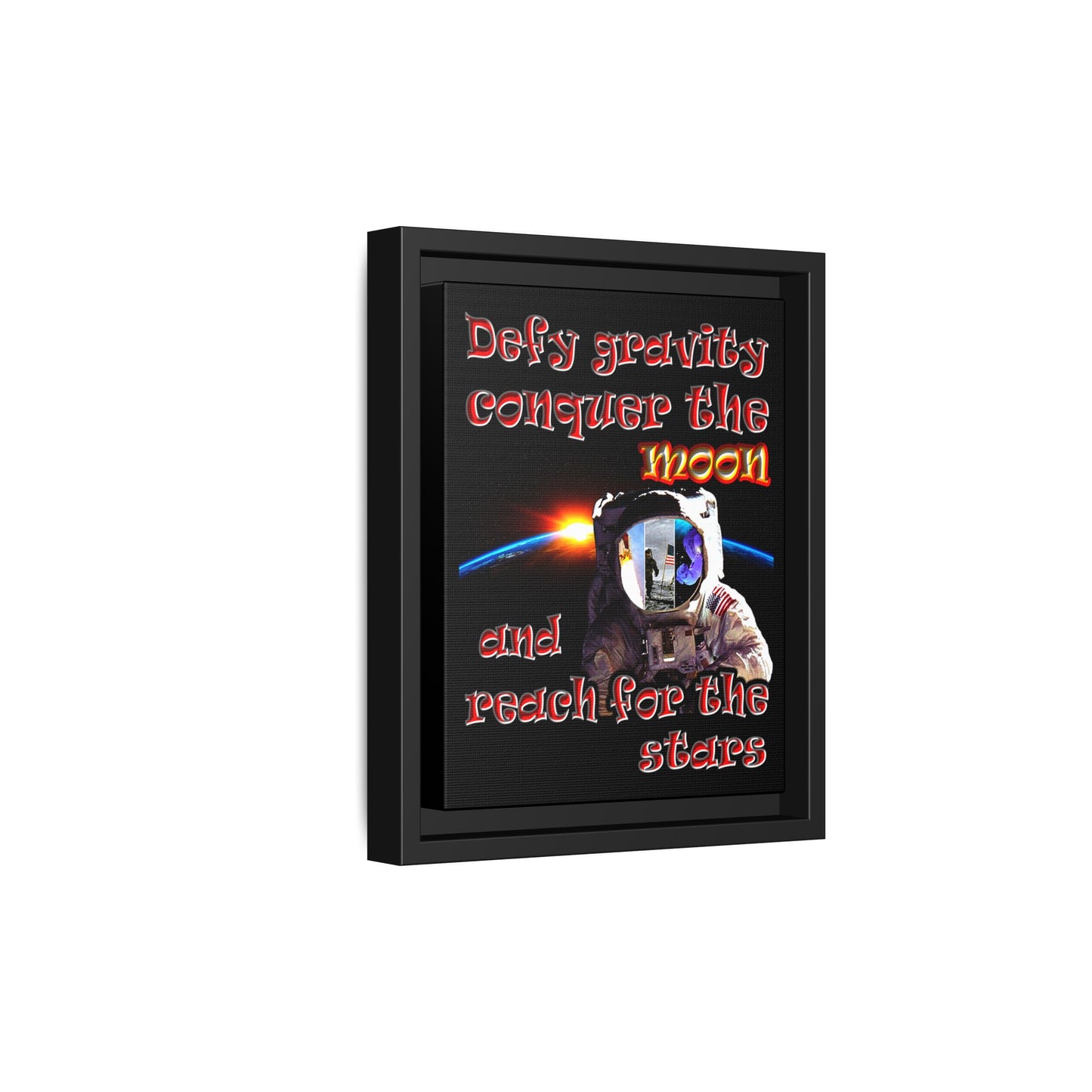 defy conquer reach - framed canvas art (black)