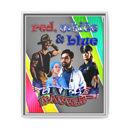 rw&b lives matter - framed canvas art (rainbow split)