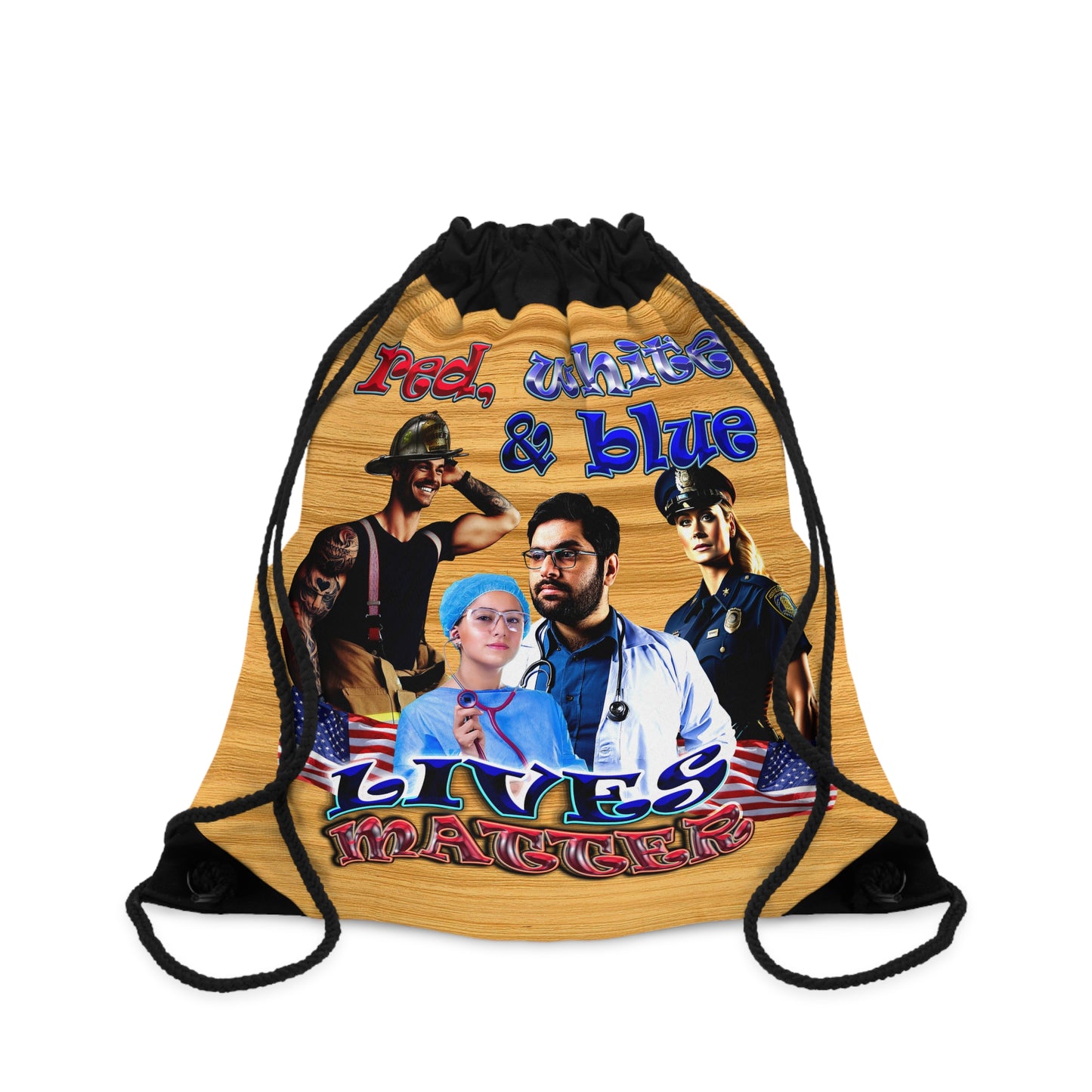 rw&b lives matter - Drawstring Bag (butterscotch wood finish)
