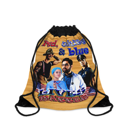 rw&b lives matter - Drawstring Bag (butterscotch wood finish)