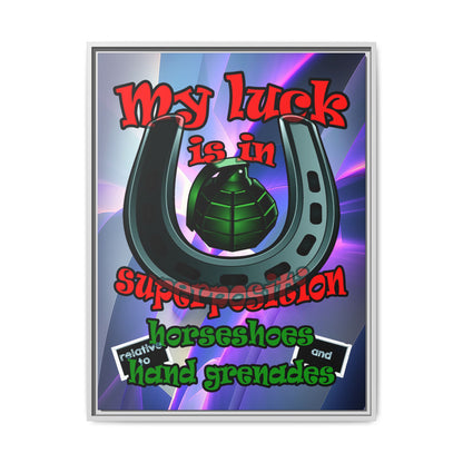 my luck - framed canvas art (grey-pink wave)