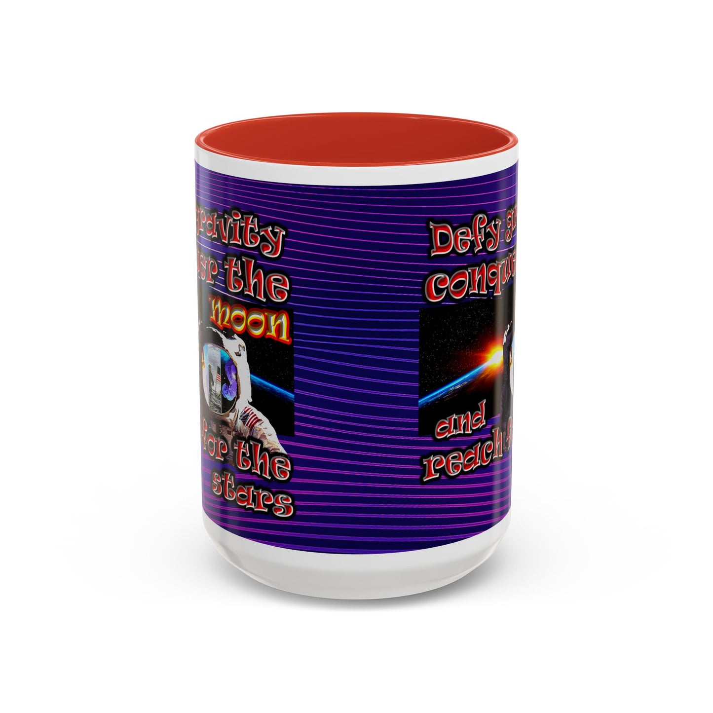 defy conquer reach - Accent Mug (purple wave)