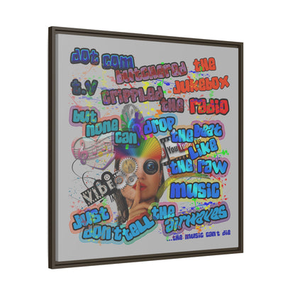 drop the beat - framed canvas art (light grey)