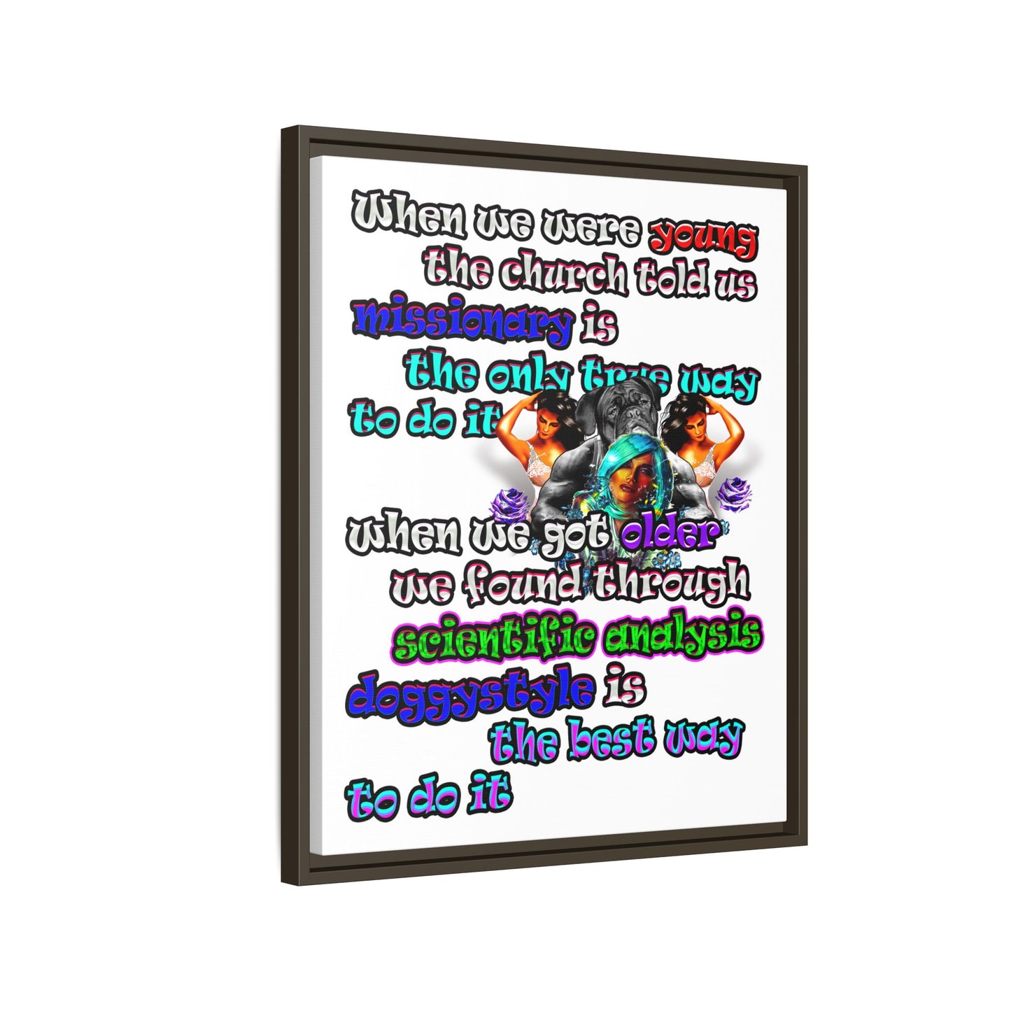 doggystyle - framed canvas art (white)