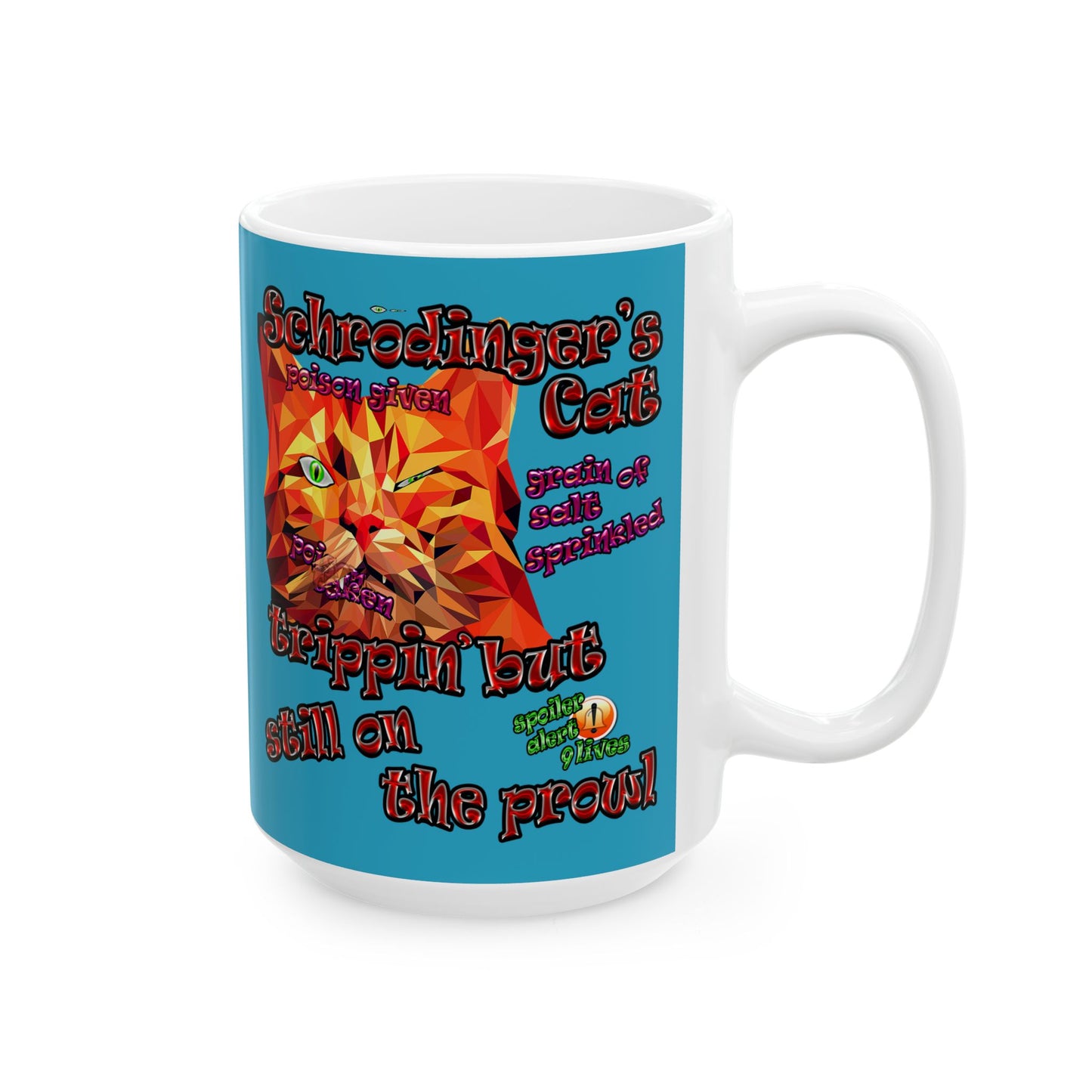 schrodinger's cat - White Mug (turquoise)