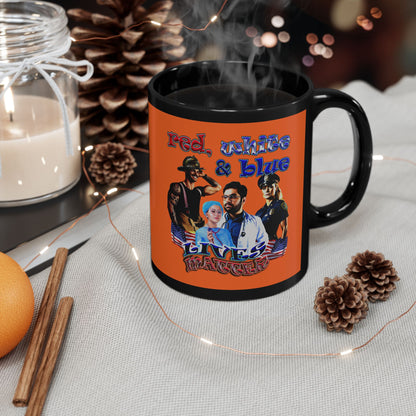 rw&b lives matter - Black Mug (orange)