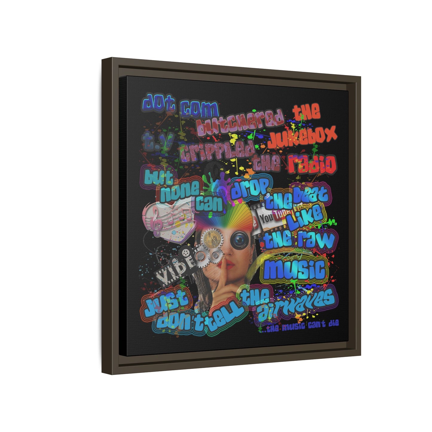 drop the beat - framed canvas art (black)