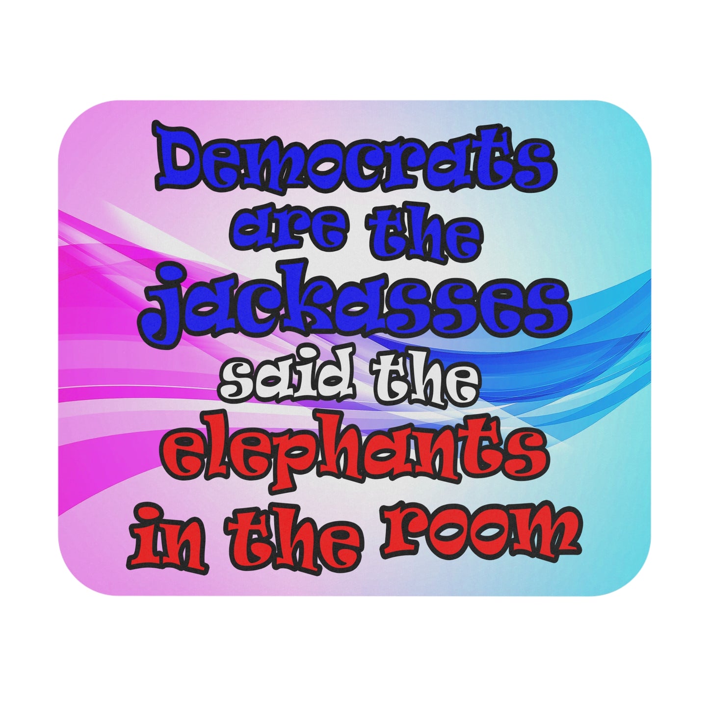 donkeys and elephants - Mouse Pad (Rectangle) (light blue-pink wave)