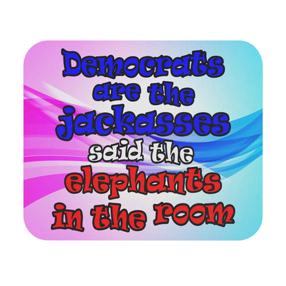 donkeys and elephants - Mouse Pad (Rectangle) (light blue-pink wave)