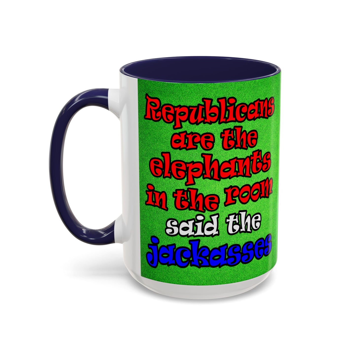 donkeys and elephants - Accent Mug (green turf)