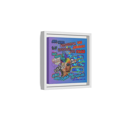 drop the beat - framed canvas art (light blue-purple wave)