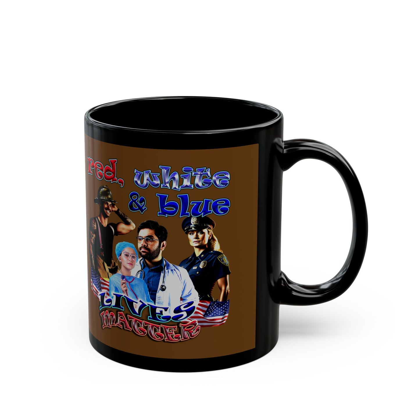 rw&b lives matter - Black Mug (brown)